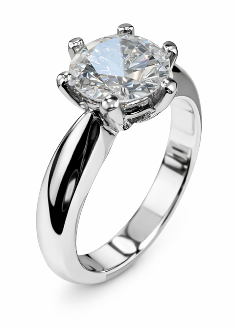 Anillo solitario quilate de oro blanco