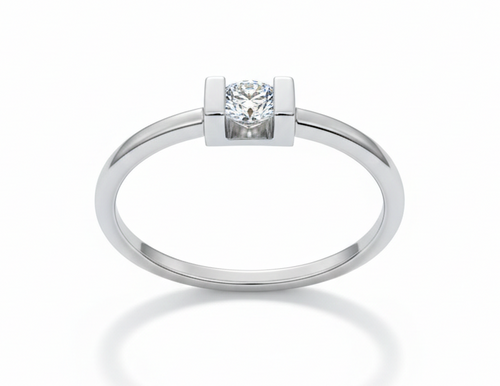 Anillo solitario diamante central pequeño