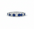 Anillo media alianza zafiro azul
