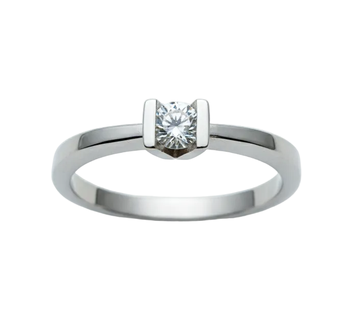 Anillo solitario oro blanco