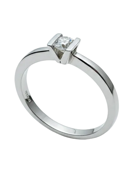 Anillo solitario oro blanco